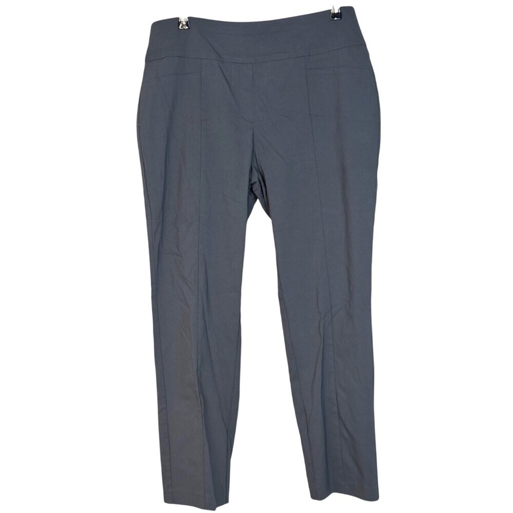 Cooper & Ella Gray Mid Rise Flat Front Straight Ankle Trouser Pants Plus Size 14 - Picture 1 of 7